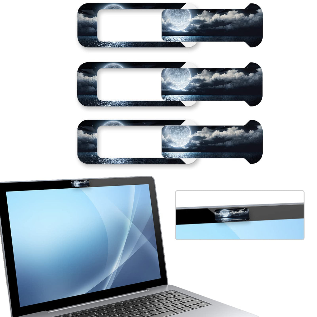 Webcam Cover, 3 Pieces, Laptop Camera Cover, Privacy Shielding Capacity is Twice as Big as The Traditional, Suitable for Computer Mobile Phones, laptops, Tablets and so on (Black)