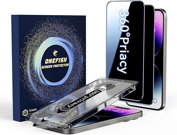 OneFish 2 Pack 360° Privacy Screen Protector for iPhone 15 Plus / 16 Plus