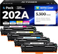 202A Toner Cartridge Set 4-Pack High Yield Replacement for HP 202A CF500A CF501A CF502A CF503A Compatible with HP Color LaserJet Pro MFP M281fdw M281cdw M281fdn M280nw M254dw M254dn M254nw Printer Ink