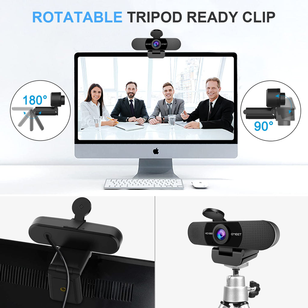 EMEET 1080P Webcam with Microphone, C960 Web Camera 2 Mics Streaming Webcam