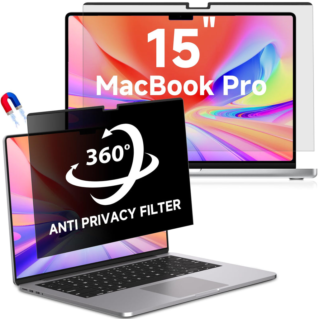 LUSA DESIGN Magnetic MacBook Air 15 Inch Privacy Screen(2023-2025, M2, M3, M4), Removable Anti Glare Blue Light Macbook Pro Screen Protector, 360° Anti Spy and Easy Install Shield