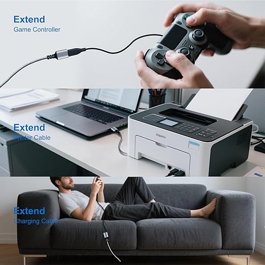 Tan QY USB 3.0 Extension Cable 15Ft, USB 3.0 High Speed Extender Cord Type A Male to A Female for PlayStation, Xbox, USB Flash Drive, Hard Drive, Card Reader,Scanner,Printer,Keyboard (Silver, 15Ft)