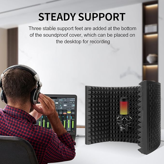 Aokeo Professional Studio Recording Microphone Isolation Shield,Suitable for Blue Yeti and Any Condenser Microphone Recording Equipment（AO-403）