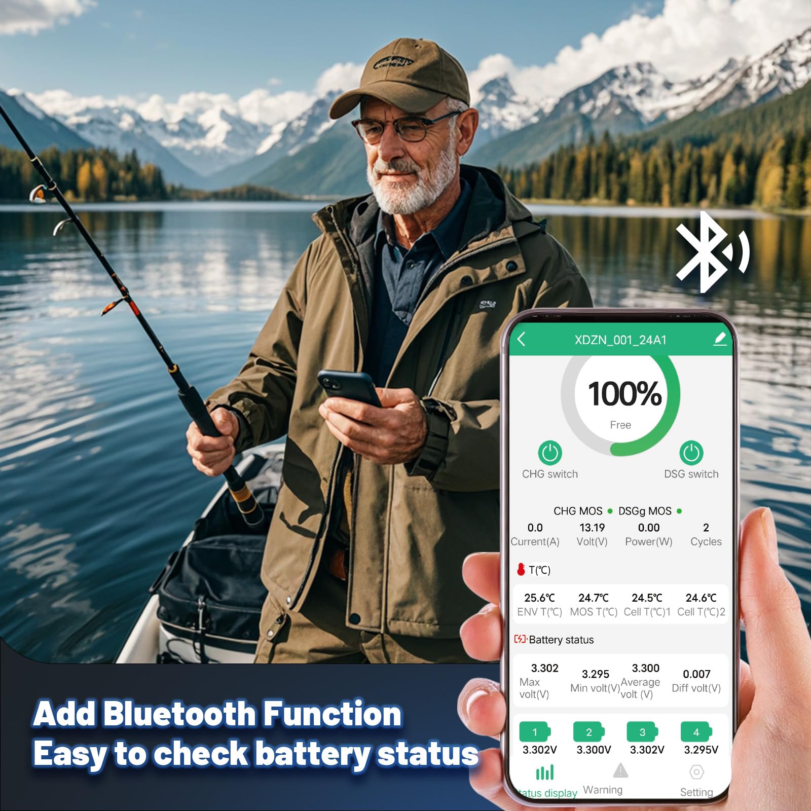WattCycle 12V 100Ah LiFePO4 Battery, Group 24 Lightweight Lithium Battery with 120A Smart BMS, IP67 Waterproof, Bluetooth Monitoring Battery for RV, Boat, Solar, Off-Grid Backup Power