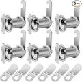 Thumb Operated Offset Cam Lock, 1-1/8” Cylinder Fits on 7/8” Max Door Thickness, Non-Locking Replacement Lock for RV Compartment Camper Storage, Cabinets,Drawers (1-1/8 Inch 6Pack)