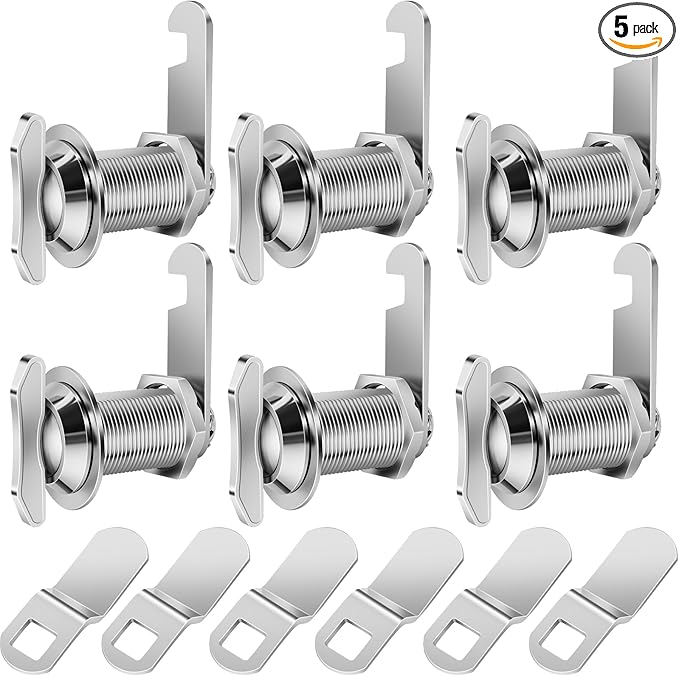 Thumb Operated Offset Cam Lock, 1-1/8” Cylinder Fits on 7/8” Max Door Thickness, Non-Locking Replacement Lock for RV Compartment Camper Storage, Cabinets,Drawers (1-1/8 Inch 6Pack)