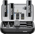 BOYA BOYALINK 2 Wireless Lavalier Microphone for iPhone Camera Android, Mini Lapel Micophone Wireless, 48 KHz 24 Bit, 6mm Mic, 1000ft, 30h Use, Noise Cancelling, Clip on Mic USB-C/Lightning/3.5mm TRS