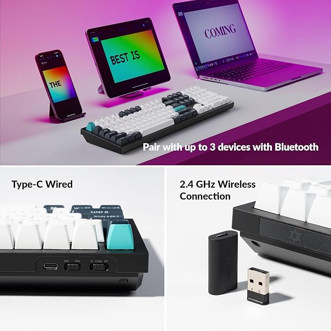 Keychron Q6 Max QMK/VIA Bluetooth Wireless /2.4 GHz/USB-C Wired Custom Mechanical Keyboard, Full Size Programmable Knob RGB Backlit Hot-Swappable Gateron Banana Switch for Mac Windows Linux - Black