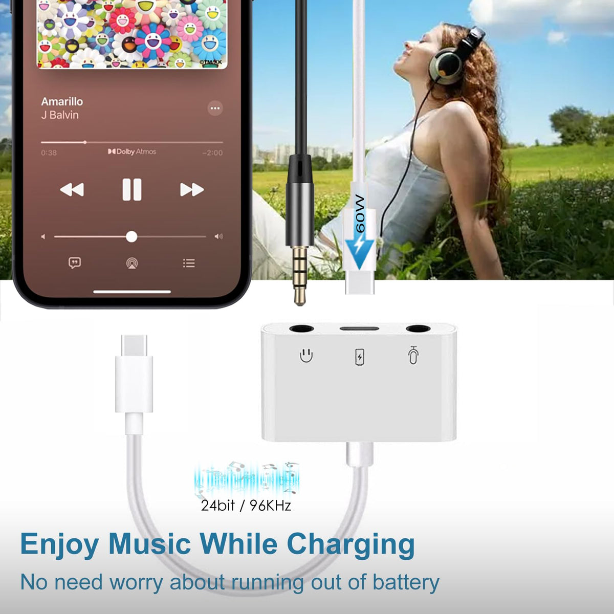 USB C to Microphone Adapter USB-C to 3.5mm Audio Adapter for Live-Streaming