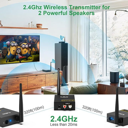 1Mii 2.4GHz (1 TX + 2 RX) Wireless Audio Transmitter and Receiver Set