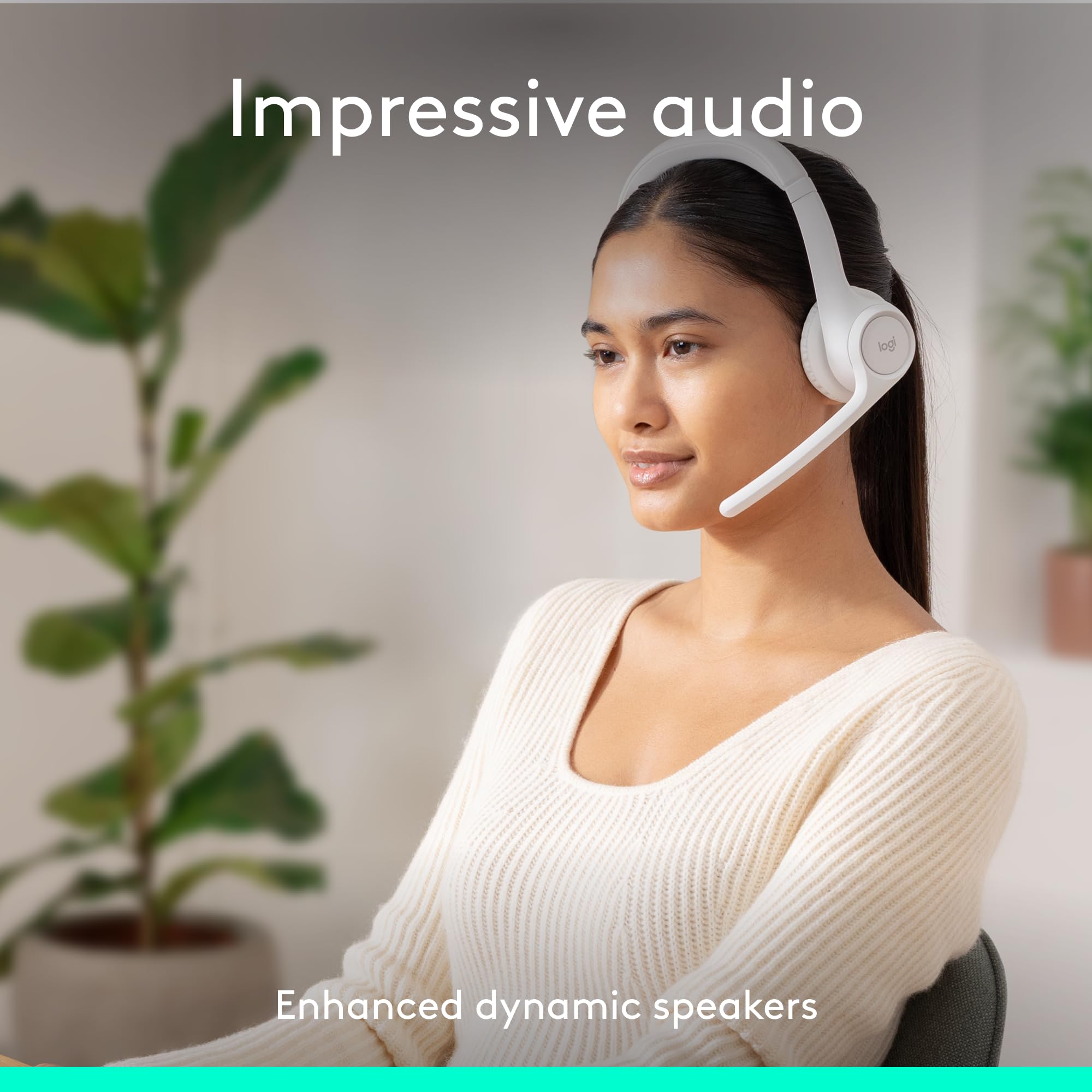 Logitech Zone 300 Wireless Bluetooth Headset Noise Canceling - Off-White