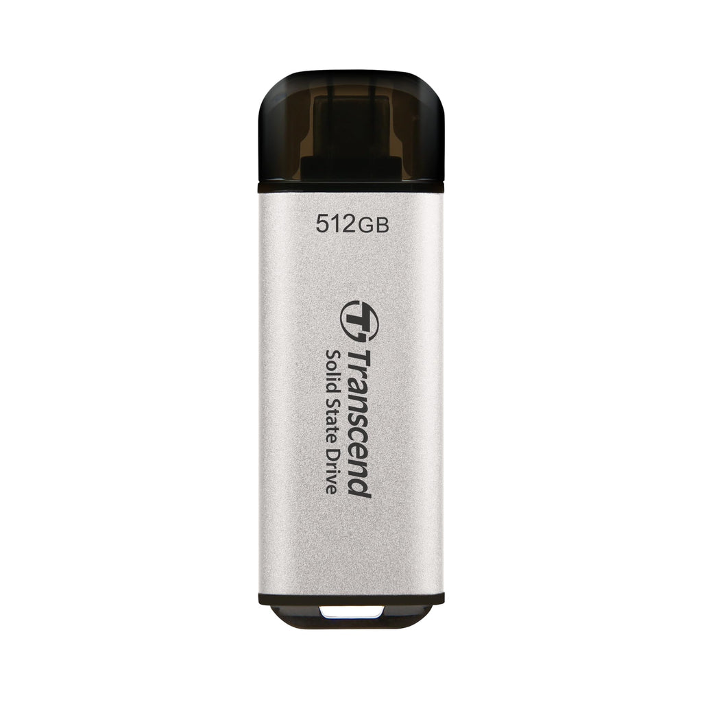 Transcend ESD300 512GB External SSD, Up to 1,050MB/s, Type C USB Drive for iPhone17,16,15, iPad&Mac/Pixel10/Tesla/Steam Deck/ROG Ally/MSI Claw/Android/PS5, Smart TV, USB 3.2 Gen2 Portable SSD- Silver