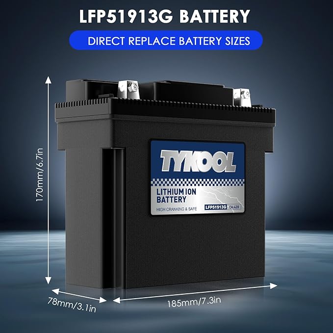51913/51814 LiFePO4 Lithium Motorcycle Battery, 420CCA,Digital Readout, Fits for BMW motorcycle,R1200RT, K1200LT, R80GS; Champion Generator, Dual Fuel Generator, Lawn Mower Battery