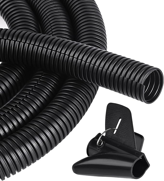 CrocSee 10ft - 1/2 inch Flame Retardant Split Wire Loom Tubing with Installation Tool - Flexible Wire Covers Cord Protectors - Black