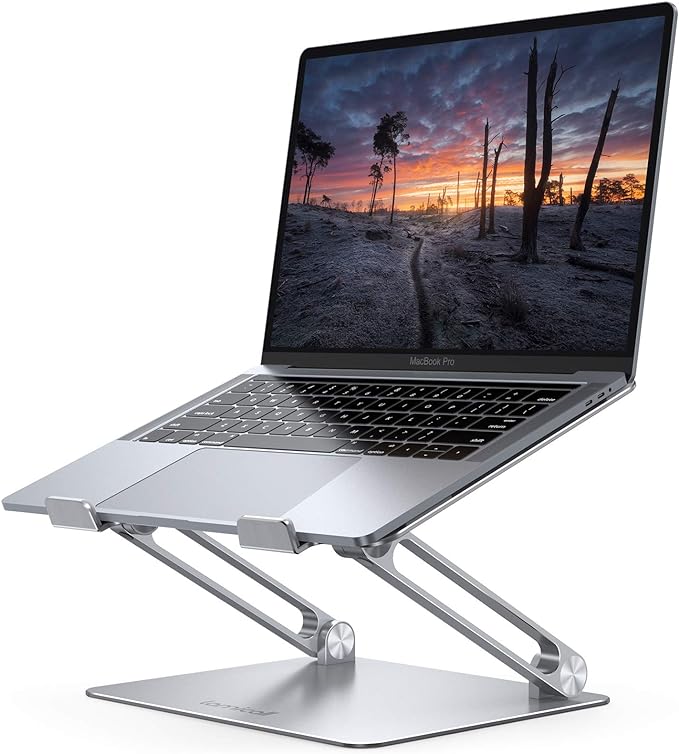 Lamicall Adjustable Laptop Stand, Portable Laptop Riser, Aluminum Laptop Stand for Desk Foldable, Ergonomic Computer Notebook Stand Holder for MacBook Air Pro, Dell XPS, HP (10-17.3'') - Silver