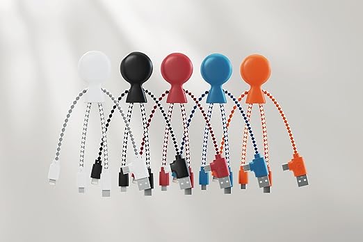 Mr Bio 4 in 1 Multi USB Cable Octopus Design Black - Universal Recycled Plastic Charger - USB Plug - USB-C - Lightning - Micro USB for Universal Smartphone
