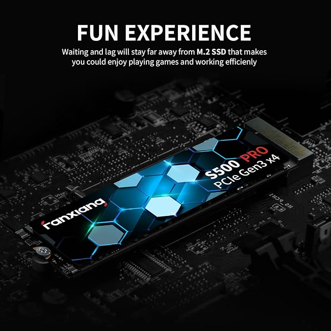 S500 Pro 2TB NVMe SSD M.2 PCIe Gen3x4 2280 Internal Solid State Drive, SLC Cache 3D NAND TLC, Up to 3500MB/s, Compatible with Laptop and PC Desktops(Black)