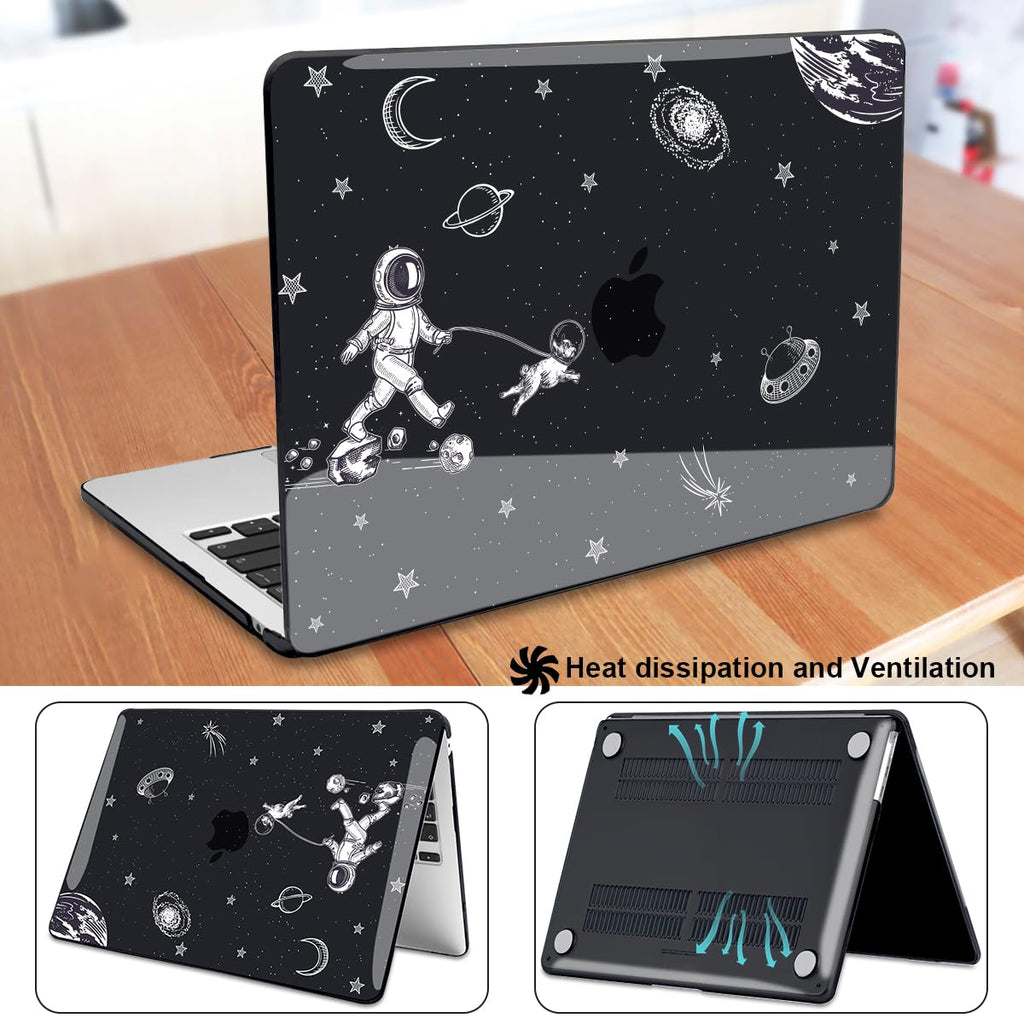 LCMOCICO for MacBook Air 13 Inch Case 2026 2025 2024 2023 2022 Release M5 A3449 M4 A3240 M3 A3113 M2 A2681, Scratch Resistant Plastic Hard Shell Case for MacBook Air 13.6 M5, Astronauts Space Dog