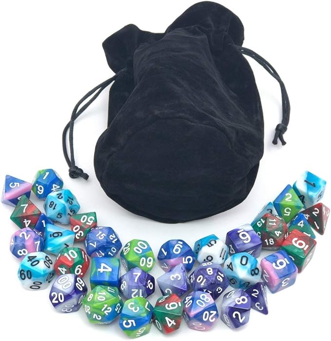 Dice Set for Dungeons&Dragons, DND, RPG Games, Polyhedral Dice Set, Assorted Dice Set, 35 Total, 5 Sets with Drawstring dice Pouch