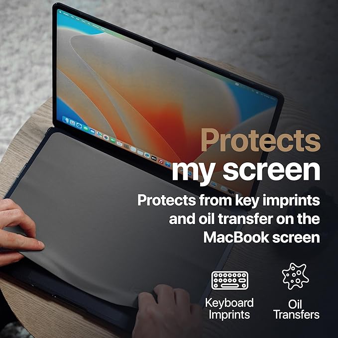 Kuzy Premium Keyboard Cover Cloth with Screen Imprint Protection - Lint Free Microfiber Cleaning Cloth - Computer Screen Cleaner Compatible with MacBook Pro Air 13" and MacBook Pro 14", 1 pk