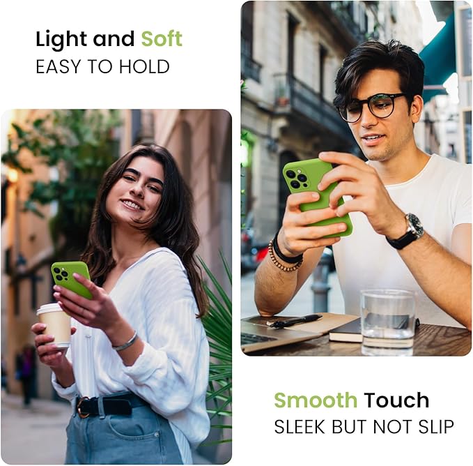 FireNova Designed for iPhone 13 Pro Case, Silicone Upgraded [Camera Protection] Phone Case with [2 Screen Protectors], Soft Anti-Scratch Microfiber Lining Inside, 6.1 inch, Sprout Green