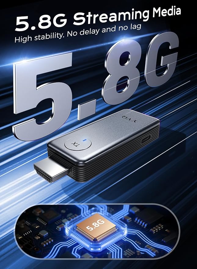 2025 Upgraded Wireless HDMI Transmitter and Receiver, 4K Decode 1080P Output,2.4G/5G Plug&Play Portable HDMI Wireless for Streaming Video and Audio to Monitor from Laptop/TV Box