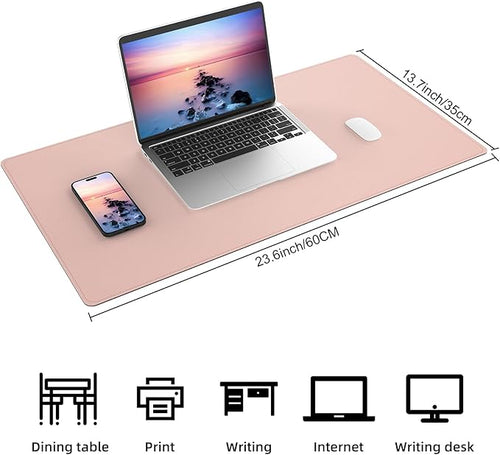 AFIING Leather Desk Pad Protector, Pink, 23.6" x 13.7"