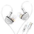 STA-K In Ear Monitor, EarAcoustic Audio HiFi Stereo Wired Earbuds, Hybrid Dual Drivers IEM Headphones, Crystal Clear Sound IEM Earphones with 2 Pin Cable for Musicians (With Microphone Usb, Silver)