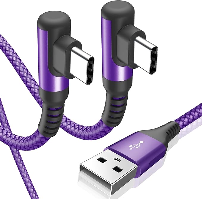 sweguard USB Type C Charger Cable Right Angle [2-Pack,3.3FT] iPhone 16 Charger Nylon Braided Cord for iPhone 15 16 Pro Max Samsung Galaxy S25 S24 S23 S22 S21 S20 S10 S9 Note A15 A55 Flip Pixel LG Moto