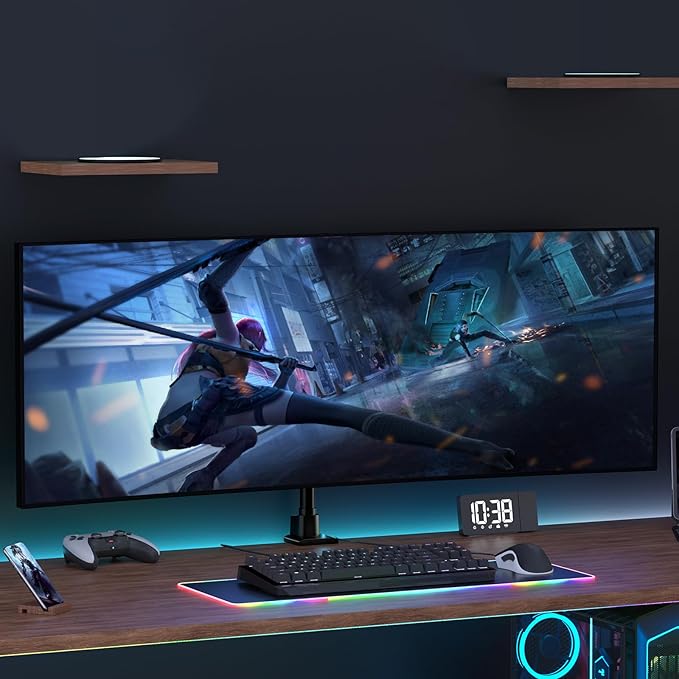 Monitor-Arm Ultrawide Heavy Duty 24-57'' - Aluminum Single Monitor Mount Holds up to 59.4lbs, Adjustable Desk Mount Stand, VESA75/100/200mm, Black