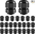 25 PCS 1"(17-25mm) NPT Nylon Cable Gland Joints with Gaskets, IP68 Adjustable Lock Nut Strain Relief Cord Grip Waterproof Cable Glands - UL Listed and RoHS Compliant