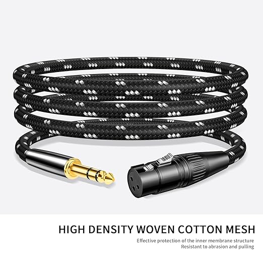 Kumiho XLR Female to 1/4 Inch 6.35mm TRS Stereo Cable Hi-Fi Balanced Bi-Shielded Interconnect Patch Cables for Microphones, Amplifiers, Mixers, Speakers 10FT