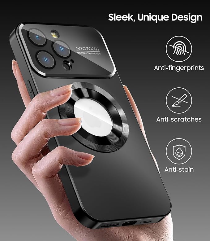 Magnetic for iPhone 13 Pro Case, Built-in Camera Lens Protector, Compatible with MagSafe, Logo View, Military Grade Protective Phone Cover, Black