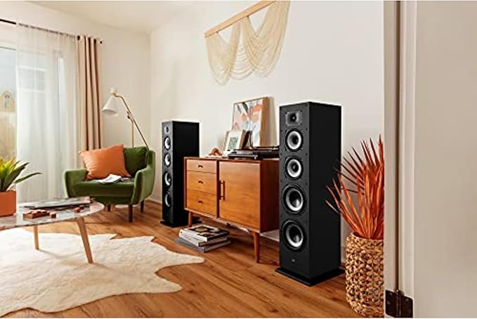 Polk Monitor XT70 Large Tower Speaker - Hi-Res Audio Certified, Dolby Atmos & DTS:X Compatible, 1" Tweeter, (2) 6.5" Dynamically Balanced Woofers, (2) 8" Passive Radiators (Single, Midnight Black)