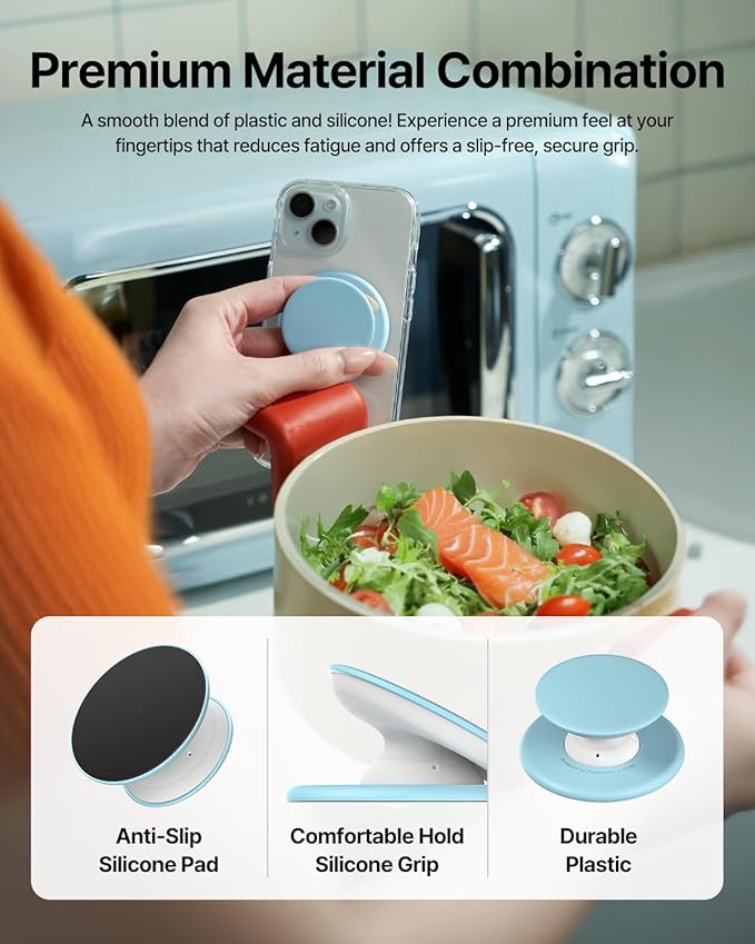 Sinjimoru for MagSafe Phone Grip, Soft Silicone Magnetic Finger Grip for iPhone 16/15/14/13/12, Comfortable One-Touch Holding, M-Tap Tok White