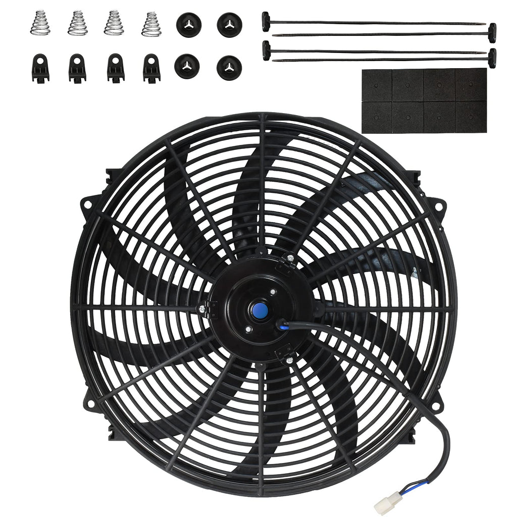 MuHize 16 Inch Radiator Cooling Fan 12V 120W Push/Pull Electric Fan Kit