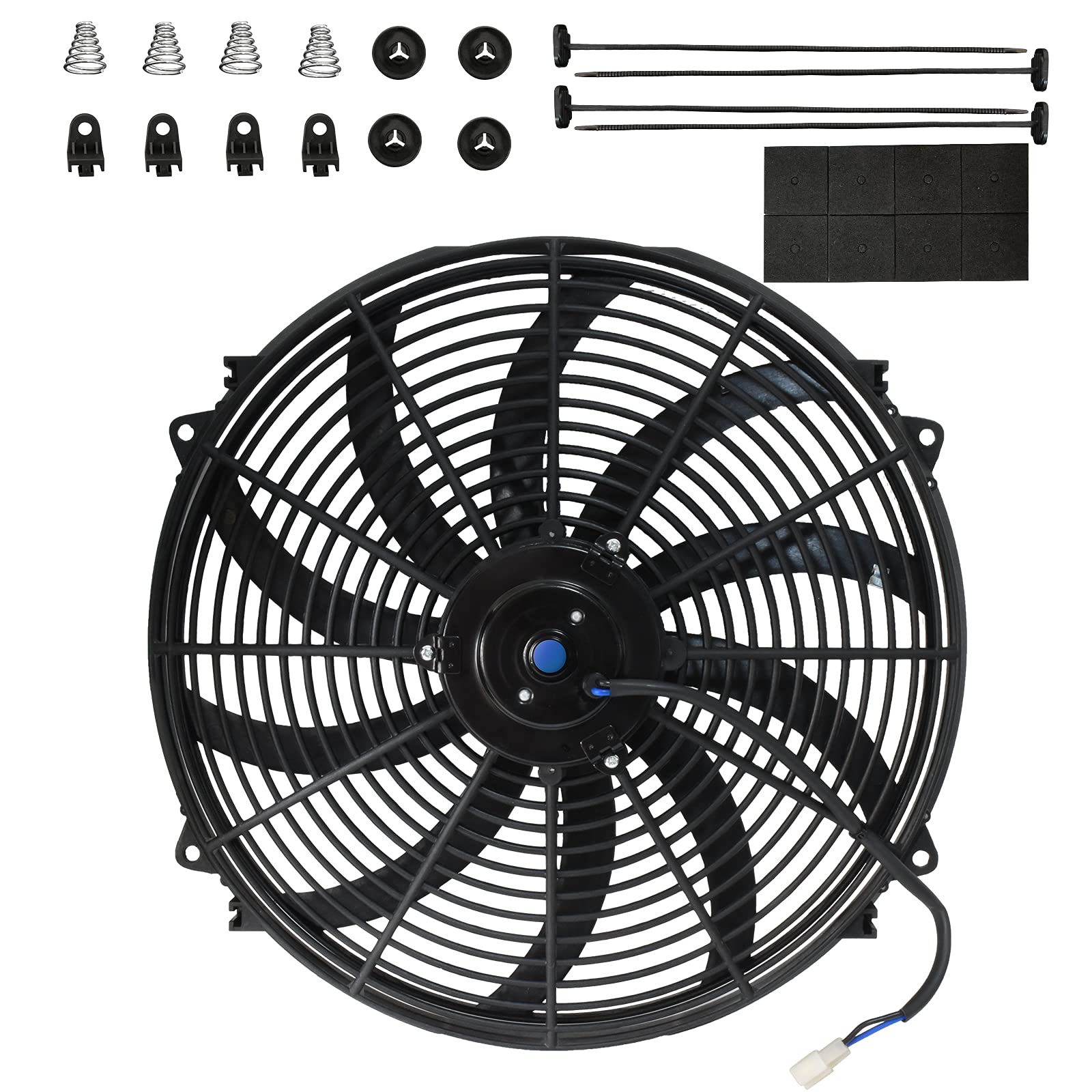 MuHize 16 Inch Radiator Cooling Fan 12V 120W Push/Pull Electric Fan Kit