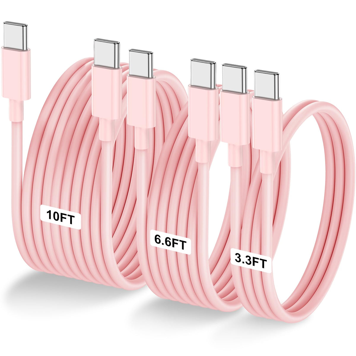 LOFPYE 3-Pack 10FT 60W USB C to USB C Cable, Type C to Type C Cable,Fast Charging Cable for iPhone 16 15 Pro Plus Pro Max，for Galaxy S24 S23, for iPad Pro/Air, for MacBook Pro/Air and More
