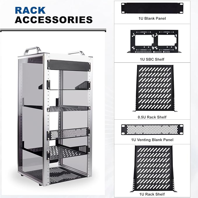 GeeekPi 12U Server Cabinet, 10 inch Server Rack for Network, Servers, Audio, and Video Equipment, DeskPi RackMate T2 Rackmount, 10.23 inch Depth