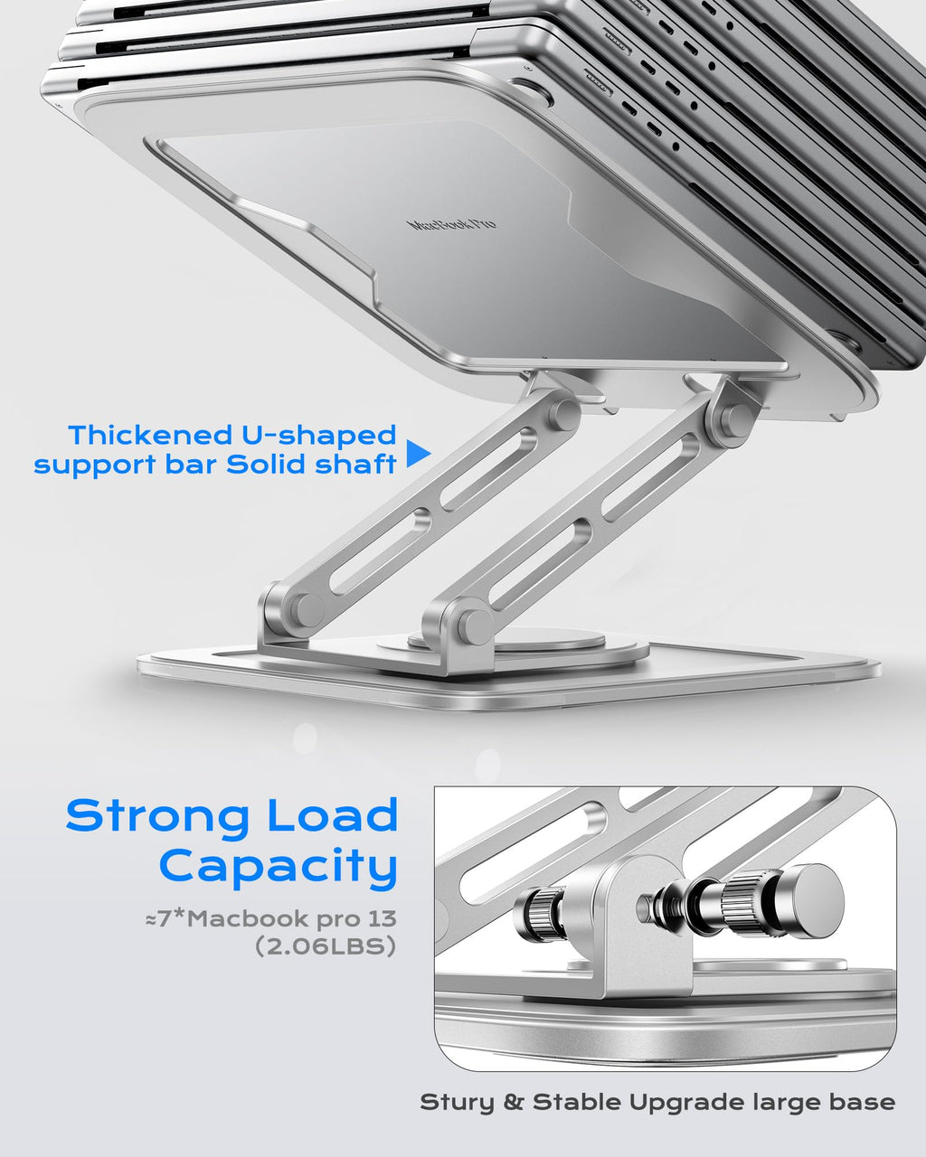 LOXP Adjustable Laptop Stand, Computer Stand with 360 Rotating Base