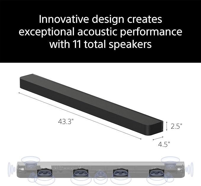Sony BRAVIA Theater Bar 8 11-Speaker Soundbar (HT-A8000) with SA-SW3 Wireless Subwoofer and SA-RS8 Wireless Rear Speakers Home Theater System Bundle