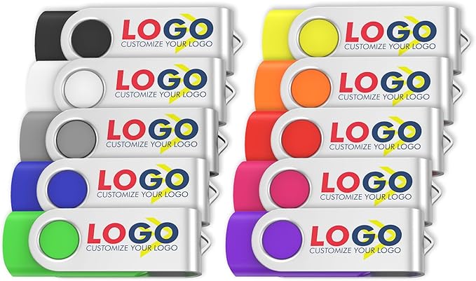 ABLAZE Personalized USB 256MB Flash Drive 10 Pack, USB 2.0 Custom Thumb Drives Personalized Pendrive Memory Stick (Mixcolors)