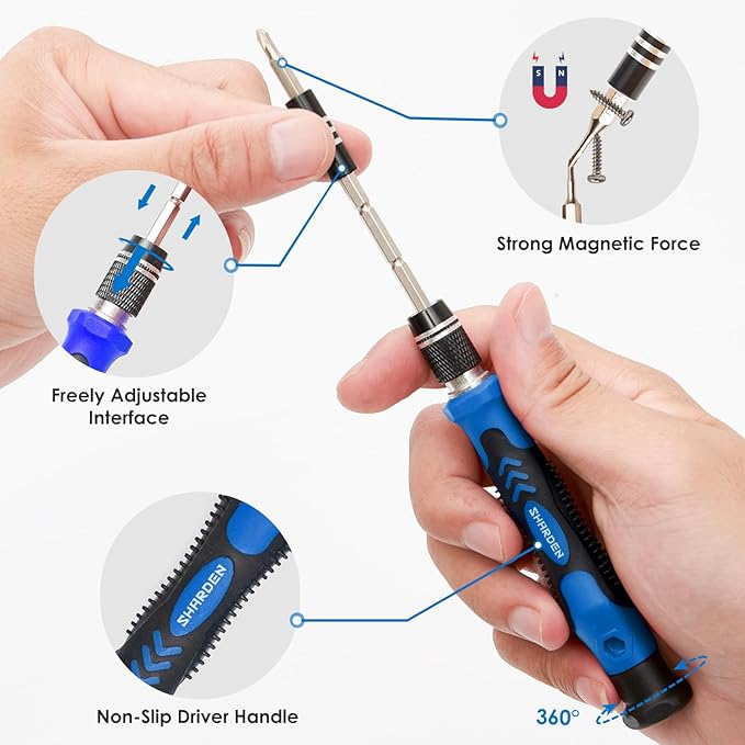 SHARDEN Precision Screwdriver Set, 122 in 1 Electronics Magnetic Repair Tool Kit with Case for Repair Computer, PC, Cellphone, Game Console, Watch, Eyeglasses etc (Blue)…