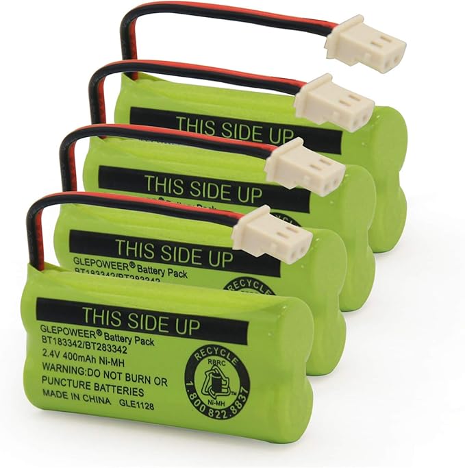 DM221 BT183342/BT283342 2.4V 400mAh Ni-MH Battery Pack, Also Compatible with Cordless Phone Batteries BT166342/BT266342 BT162342/BT262342 CS6709 CS6609 CS6509 CS6409 EL52100 EL50003(4 Pack)