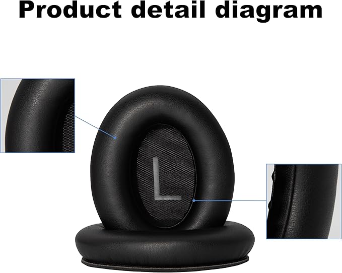 Replacement Ear Pads - Compatible with Bose QuietComfort 45 / SE Headphones, Soft Protein Leather,Premium Noise Cancelling Earpads, Durable & Comfortable Ear Cushions (QC 45-Black)