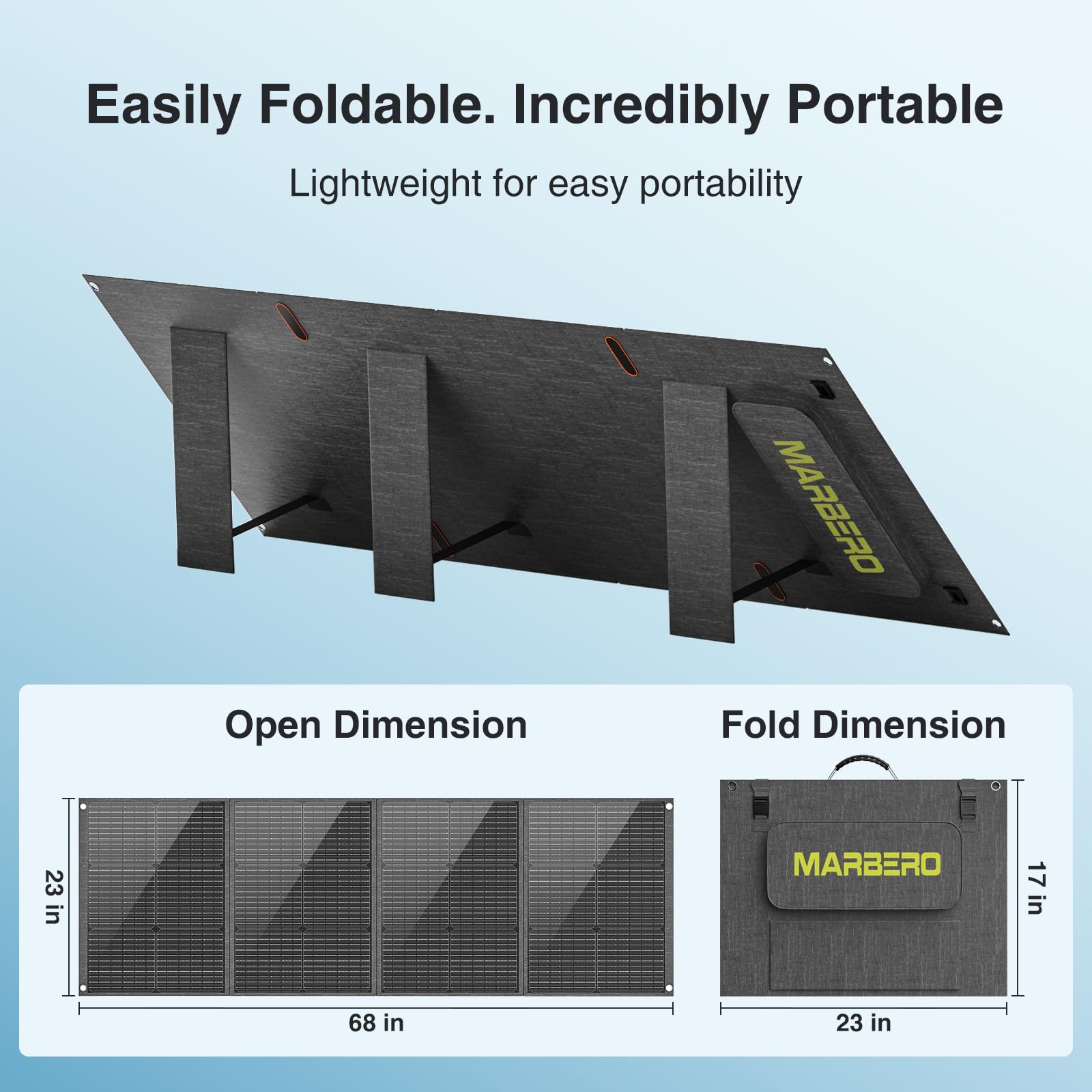 MARBERO 200W Portable Solar Panel for Power Station IP68 Waterproof 200 Watt Foldable Solar Charger >23% High Efficiency Compatible with Solar Generator for Camping RV Outdoor Cloudy