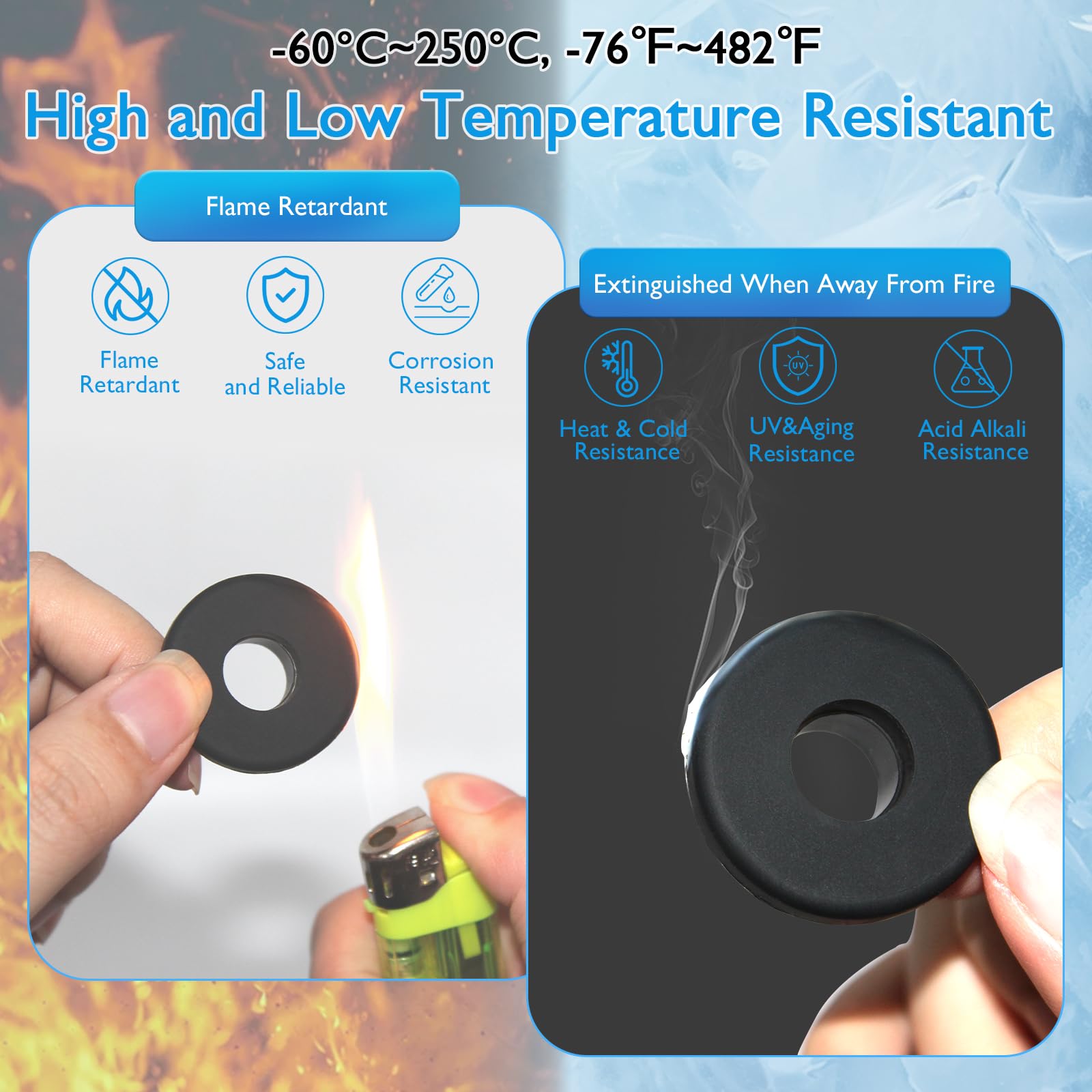 BOPOREAE 6 Pc 1" Drill Hole, 5/8" ID Silicone Rubber Grommets for Wiring