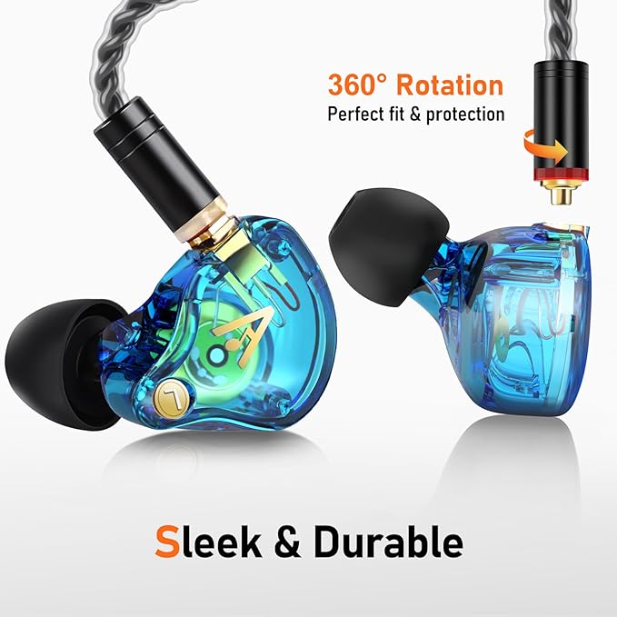 Vibes 202ML Wired Earbuds - HiFi in Ear Headphones for iPhone 5–14, Noise-Isolating Ear Buds w/ Mic - Clear Sound, Deep Bass, Comfort-Fit Earphones - MMCX–Lightning, Silver Plated Cord, Carrying Case