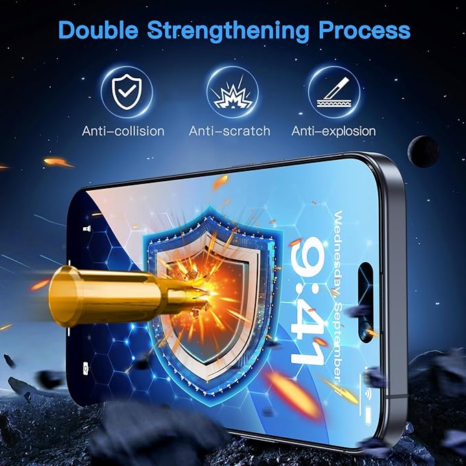 Uyiton Compatible with iPhone 16 Pro Max Screen Protector (Anti-Blue Light) - Shatterproof Full Coverage [Case Friendly] 9H Tempered Glass Screen Protector for iPhone 16 Pro Max, 2 Pack