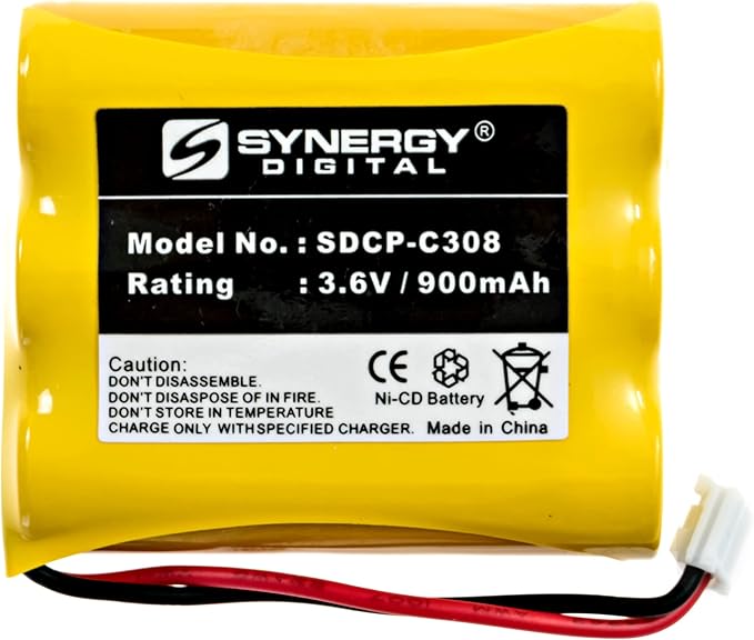 Synergy Digital Cordless Phone Battery, Works with AT&T-Lucent 3301 Cordless Phone, (Ni-CD, 3.6V, 900 mAh) Ultra Hi-Capacity, Compatible with Vtech 80-5071-00-00 Battery